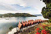 Cottages of Hotel Danau Toba by Lake Toba, Parapat, Lake Toba, North Sumatra, Indonesia