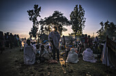 'Ethiopian pilgrims at dawn; Lalibela, Ethiopia'