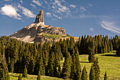 Lizard Head Peak, a conglomerate spire with an historically difficult summit to ascend, Lizard Head Wilderness, San Juan National Forest,  Tellluride, Colorado.