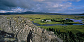 The church at the Nationalpark Thingvellir. In Thingvellir Icelands independence was declared on June 17, 1944