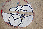 'Deteriorating bike path sign; Santa Barbara, California, United States of America'