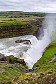 View of Gullfoss (Golden waterfall), on the Hvita Rriver, Iceland, Polar Regions