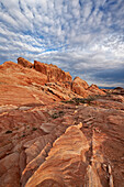 Sandstone formation with clouds, Valley of Fire State Park, Nevada, United States of America, North America