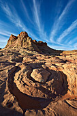 Sandstone formations with clouds, Coyote Buttes Wilderness, Vermilion Cliffs National Monument, Arizona, United States of America, North America