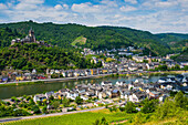View over Cochem with its castle, Moselle Valley, Rhineland-Palatinate, Germany, Europe