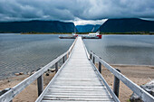 Jetty to the Western Brook pond in the Gros Morne National Park, UNESCO World Heritage Site, Newfoundland, Canada, North America