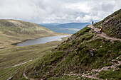 A view of Lochan Meal An T-suidhe, taken from the Mountain Track (Tourist Route), Ben Nevis, Highlands, Scotland, United Kingdom, Europe