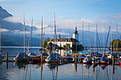 Picturesque Schloss Ort, Lake Traunsee, Gmunden, Salzkammergut, Upper Austria, Austria, Europe