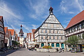 Town Hall, Marktbrunnen Fountain, Schwaikhaimer Torturm Tower, Winnenden, Rems-Murr Disrict, Baden Wurttemberg, Germany, Europe