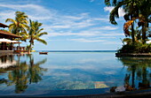 An infinity pool facing the sea at the Lux Le Morne Hotel on Le Morne Brabant Peninsula in south west Mauritius, Indian Ocean, Africa