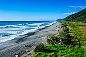 Coastline and a rocky beach near Karamea, West Coast, South Island, New Zealand, Pacific