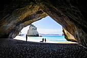 Cave as an entrance to the beautiful Cathedral Cove, Coromandel, North Island, New Zealand, Pacific