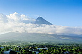 View from the Daraga church over volacano Mount Mayon, Legaspi, Southern Luzon, Philippines