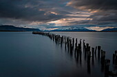Dusk over The Last Hope Sound, Puerto Natales, Patagonia, Chile, South America