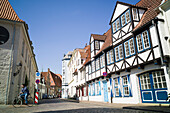 Half-timbered houses, historic city, Lubeck, Schleswig-Holstein, Germany