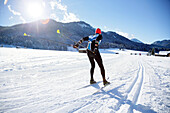 Cross-country skier, Weissensee, Carinthia, Austria