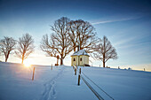 Maria-Dank-Kapelle im Winter, Degerndorf, Münsing, Oberbayern, Bayern, Deutschland