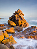 Red granite rocks at Anse Gaulettes, La Digue Island, Seychelles