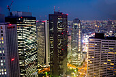 Tokio im Januar zur blauen Stunde, Tokio, Japan