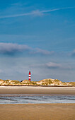Lighthouse, beach and dunes, Amrum Island, North Frisian Islands, Schleswig-Holstein, Germany