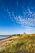 Beach and Steenodde village, Amrum Island, North Frisian Islands, Schleswig-Holstein, Germany