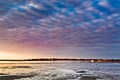 Sonnenaufgang über dem Wattenmeer, Steenodde, Amrum, Nordfriesische Inseln, Nordfriesland, Schleswig-Holstein, Deutschland