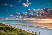 Sunset, beach and dunes, Wenningstedt, Sylt Island, North Frisian Islands, Schleswig-Holstein, Germany