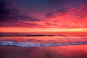 Sunset over the sea, Westerland, Sylt Island, North Frisian Islands, Schleswig-Holstein, Germany