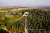 An aerial photo of the Bahai Gardens in Akko
