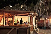 Dominican Republic, Samana Peninsula, Las Terrenas, Playa Las Terrenas beach, beach bar, evening