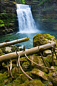 If there makes a mess you Doubs, Switzerland, Europe, canton Neuenburg, Neuenburg Jura, river, flow, Doubs, waterfall, gulch, rock, cliff, wood