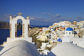 View of Oia village, Oia, Santorini, Aegean Island, Cyclades Islands, Greek Islands, Greece, Europe.
