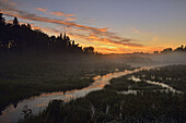 A beaver pond in late summer at dawn, Greater Sudbury, Ontario, Canada.