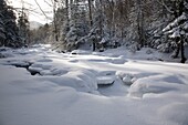 Little River along the North Twin Trail during the winter months in the White Mountains, New Hampshire USA