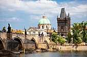 Charles Bridge and the dome of the Church of Saint Francis, Prague Czech Republic 2010