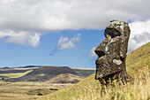 Rano Raraku, the quarry site for all moai statues on Easter Island (Isla de Pascua, Rapa Nui), Chile.