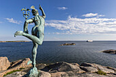 Statue of Mercury overlooks the National Geographic Explorer on the small island of Källskär, an autonomous Swedish region within the Finnish Sate, ?land Islands, Finland.