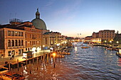 Cityscape in Venice at dusk Grand Canal Veneto Italy.
