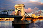 Szecheni Lanchid  Chain Bridge   Suspension bridge over the Danube betwen Buda & Pest  Budapest Hungary