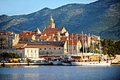 charter cruise boats in the harbour of Korcula town  Korcula  Island Craotia