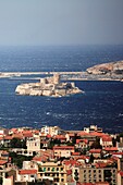 France, Provence, Marseille, Chateau dIf Castle aerial view