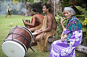 Rarotonga Island. Cook Island. Polynesia. South Pacific Ocean. Highland Paradise Cultural Village. Show in traditional Polynesian dress and drums. Sometimes known as the lost village? Highland Paradise is a cultural feast of Cook Islands entertainment an