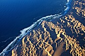 Aerial shot, sand dunes of the coastal Namib desert, Namibia