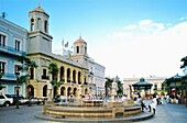 The Alcadia city hall in Plaza de Armas dating from 1604 in San Juan, capital of Puerto Rico, in the Caribbean