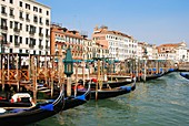 Gondolas in Venice canal Italy