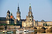 Germany, Saxony, Dresden, Cathedral, Castle, Elbe River,