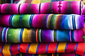 Close-up of colorful textiles, Guatemala, Central America.