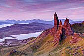 Pre-dawn light over the Old Man of Storr on the Isle of Skye, Scotland.