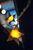 christmas light chain with stars, Bernau, Black Forest, Waldshut, Baden-Wuerttemberg, Germany