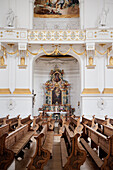 Sitz Bänke in Kloster Kirche, Kloster Wiblingen, Ulm an der Donau, Oberschwäbische Barockstraße, Schwäbische Alb, Baden-Württemberg, Deutschland
